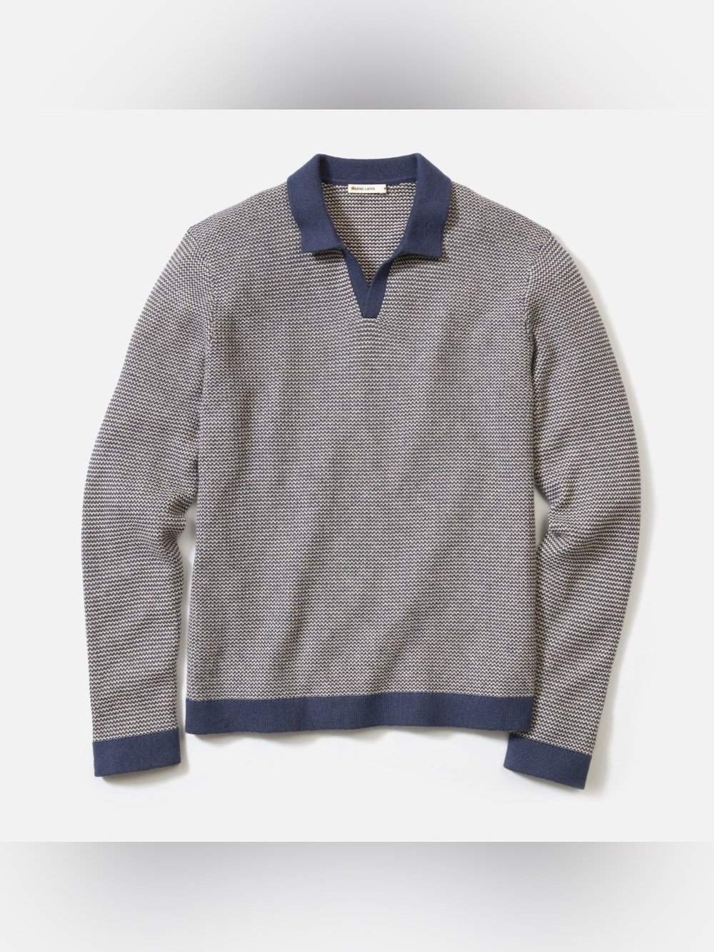 NWT Marine Layer Liam Sweater Polo Mens Navy Long Sleeve Medium Wool